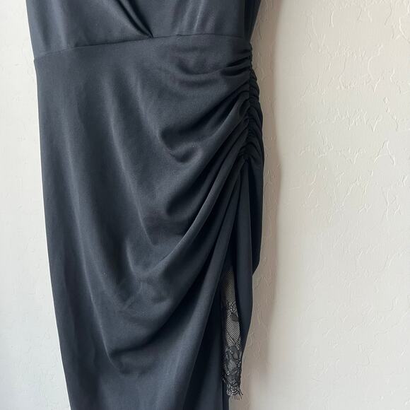 Katie May x Noel and Jean Dress The Unexpected Lace Trim V-Neck Gown Black XS - Picture 5 of 12